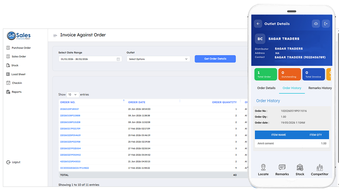 Van sales operations dashboard with stock, tracking and reconciliation